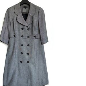Tahari ASL Charcoal Double-Breasted Trench Coat